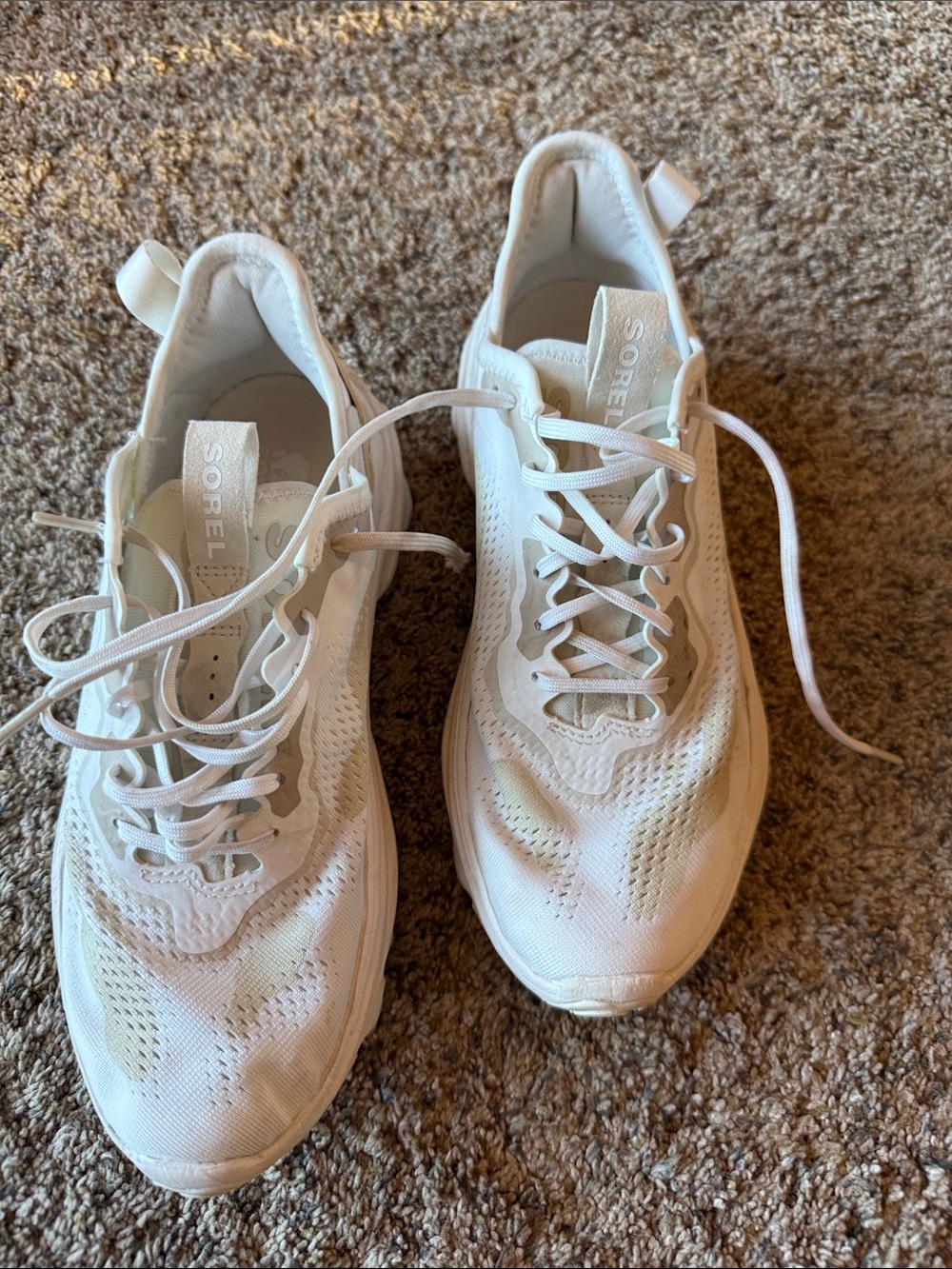 Sorel White Women's Mesh Lace-Up Athletic Sneakers